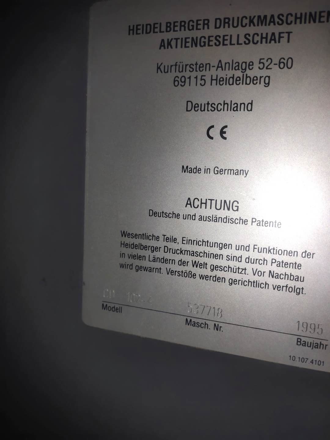 Sheet Fed / Offset Heidelberg CD 102-4