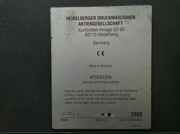 Sheet Fed / Offset Heidelberg CD 102-4