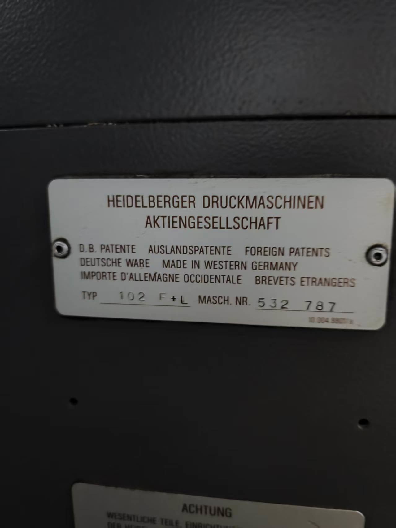 Sheet Fed / Offset Heidelberg CD102F