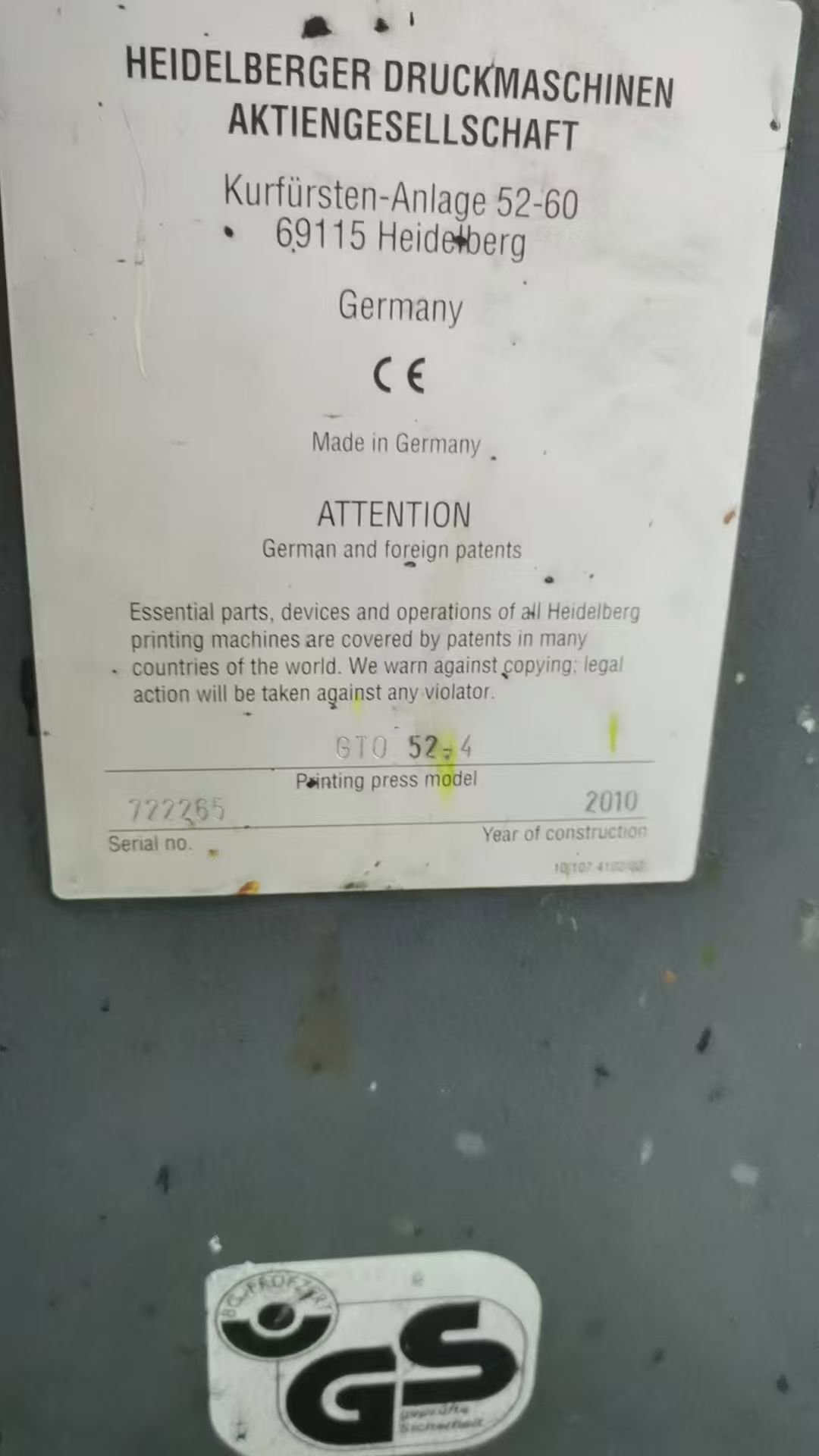 Sheet Fed / Offset Heidelberg GTO 52-4