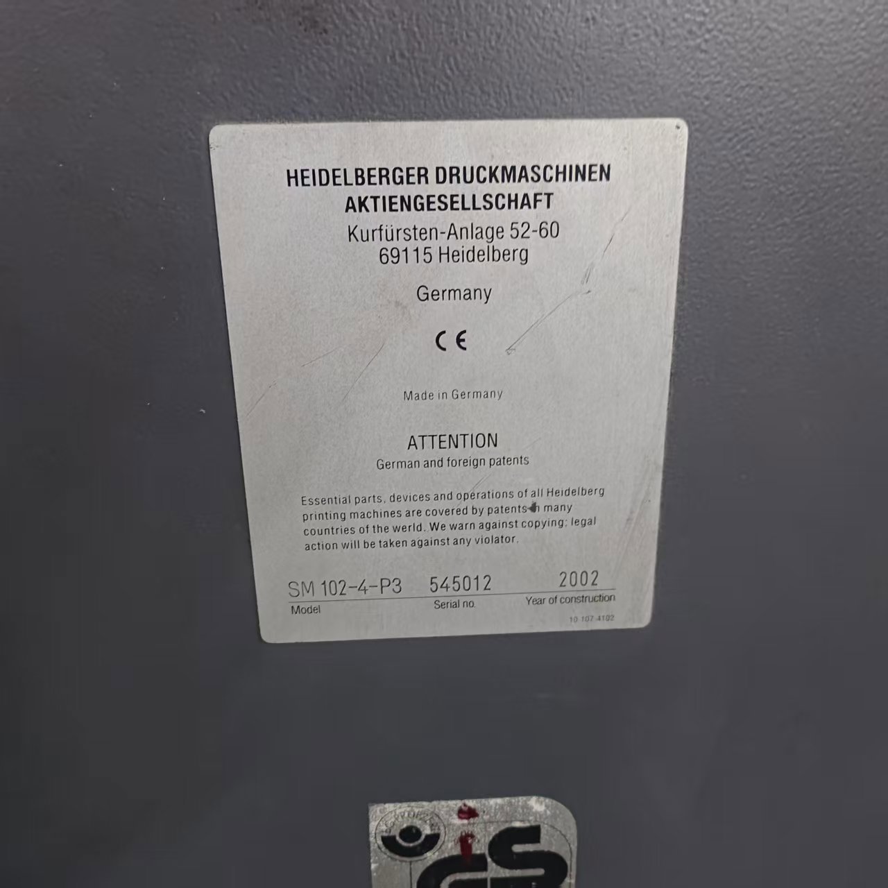 Sheet Fed / Offset Heidelberg Speedmaster SM 102-4-P