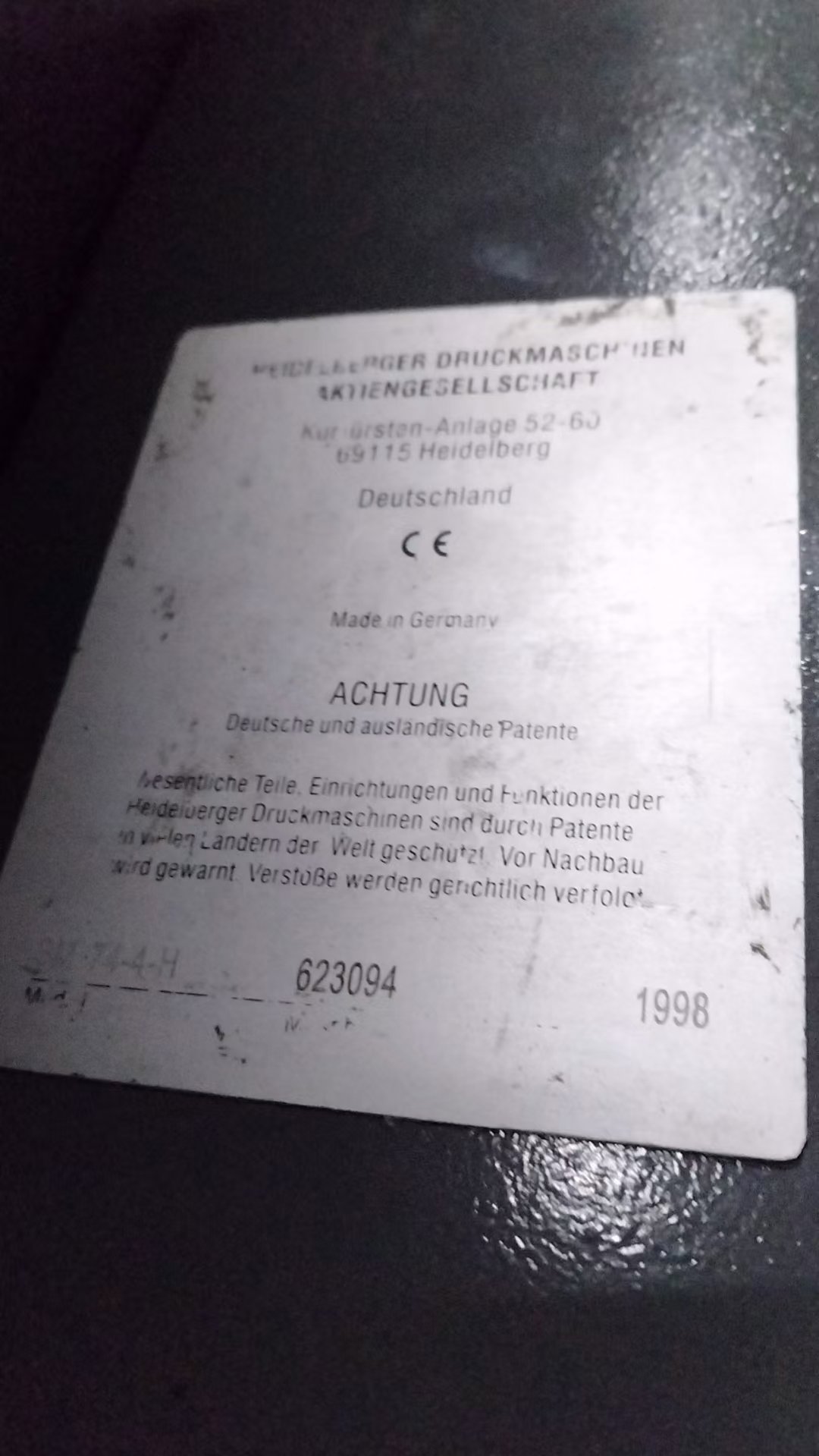 Sheet Fed / Offset Heidelberg Speedmaster SM 74-4 H